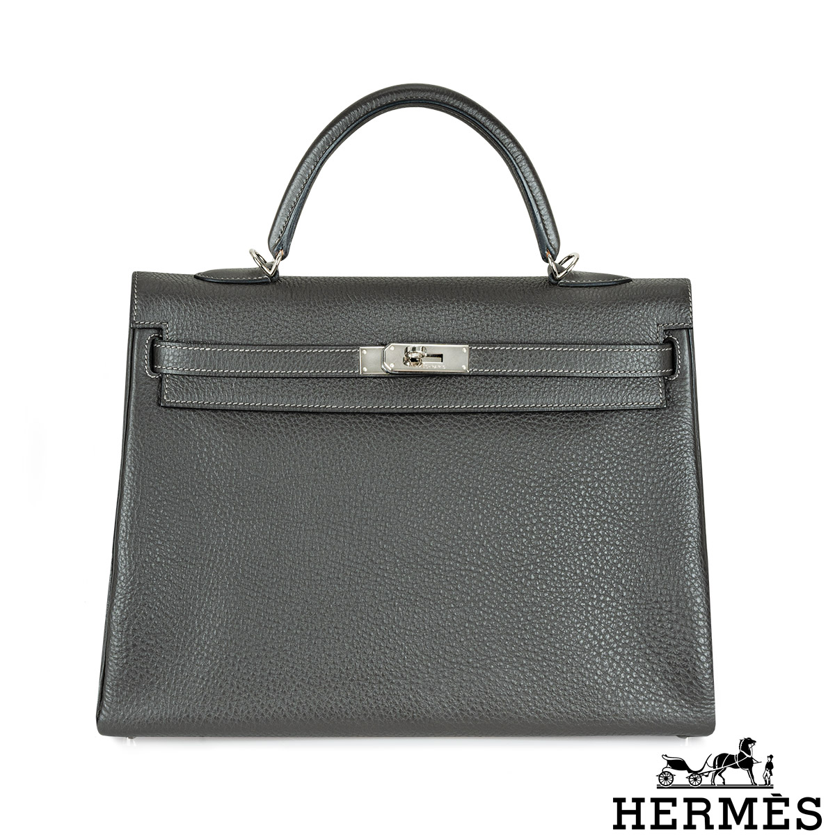 Hermès Kelly II Retourne 35cm Graphite Veau Taurillon Clemence PHW